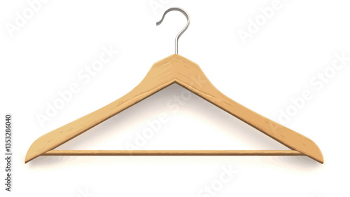Close-up studio shot of a single wooden clothes hanger against a white background. The hanger is light-colored wood, with a slightly rounded triangular shape and a horizontal bar across the bottom.