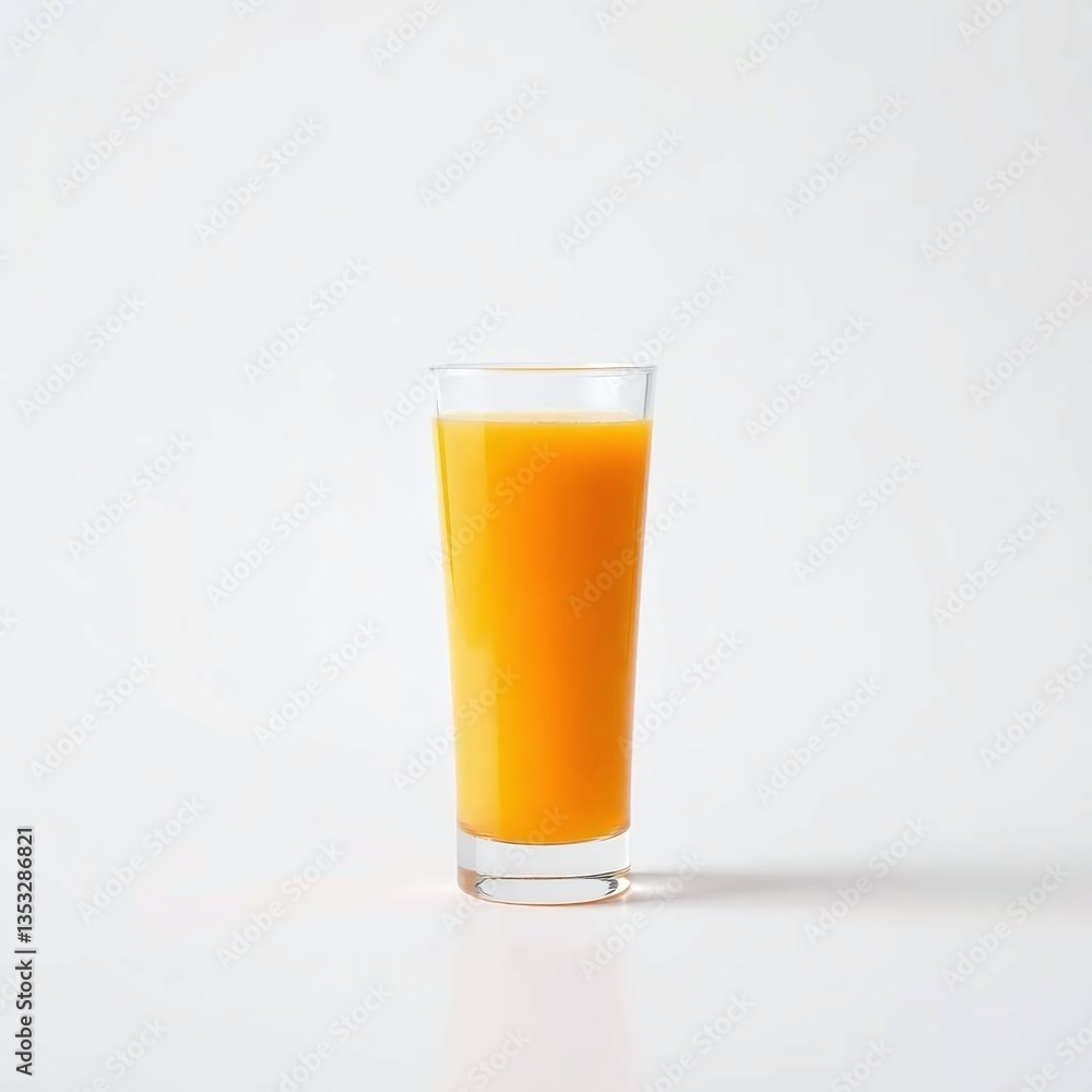 A glass of orange juice, isolated against a bright white background. Soft, diffused light illuminates the scene, emphasizing the juice's clarity and the glass's shape. A glass of orange juice, isolated against a bright white background. Soft, diffused light illuminates the scene, emphasizing the juice's clarity and the glass's shape.