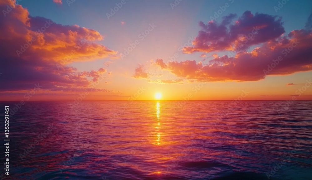 Ocean Sunset with Vibrant Clouds