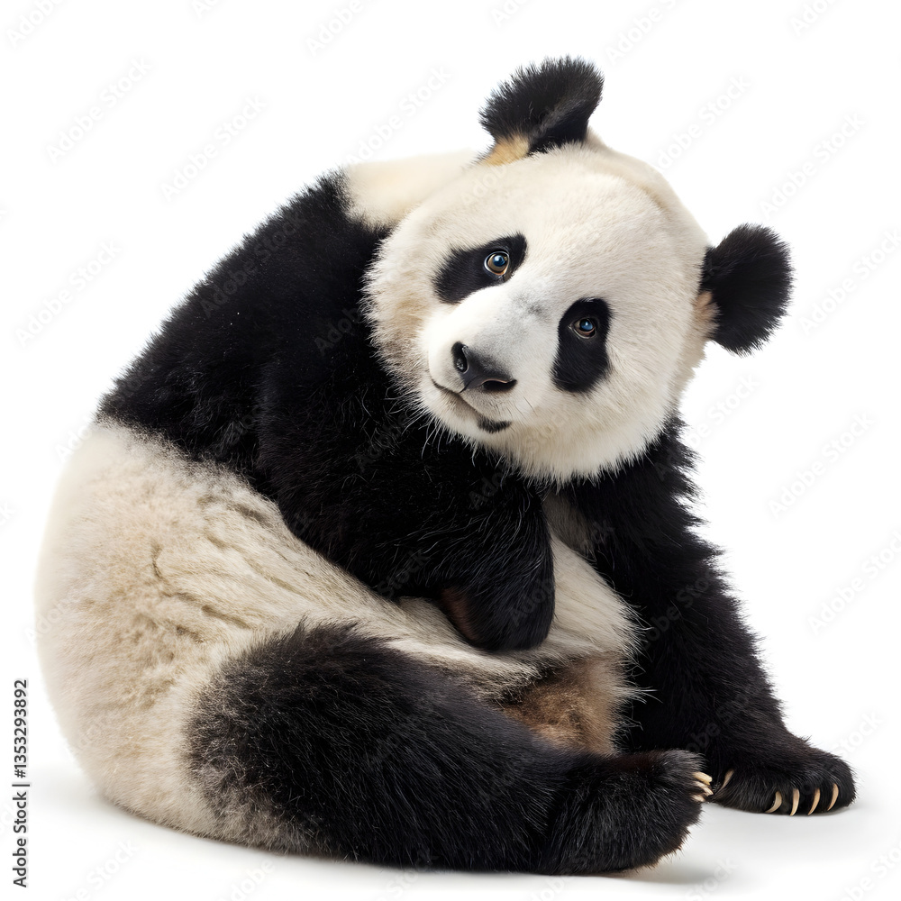 Giant panda bear sitting in beautiful pose Giant panda bear sitting in beautiful pose