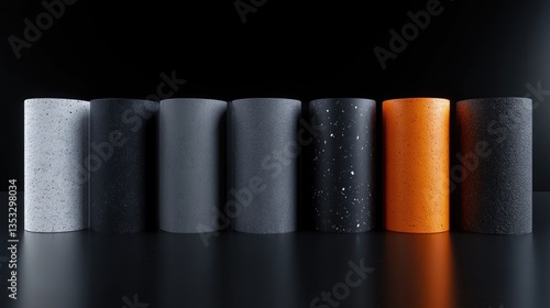 Fototapeta Naklejka Na Ścianę i Meble -  Various cylinder-shaped textured materials