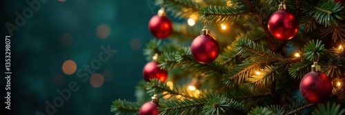 Wallpaper Mural Christmas tree decorated with fairy lights and ornaments, winter, festive, sparkles Torontodigital.ca