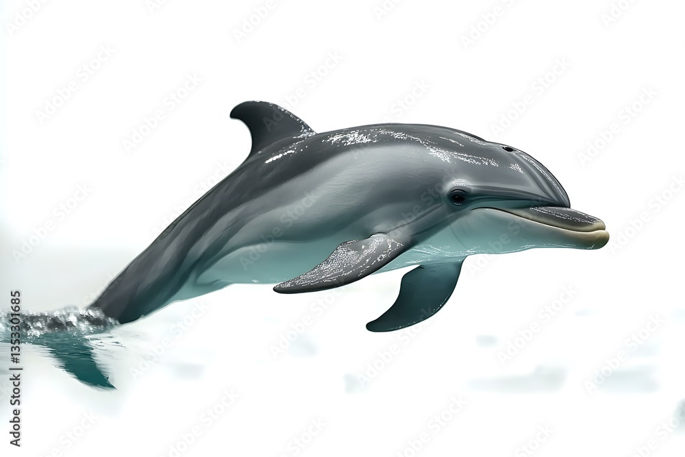 Obraz premium Beautiful grey bottlenose dolphin on white background