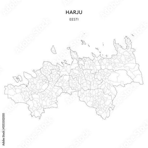 Geopolitical Vector Map of Harju County (Estonia) with Municipalities (Omavalitsused), and Settlements (Asulad) Administrative Subdivisions as of 2025 - Estonia