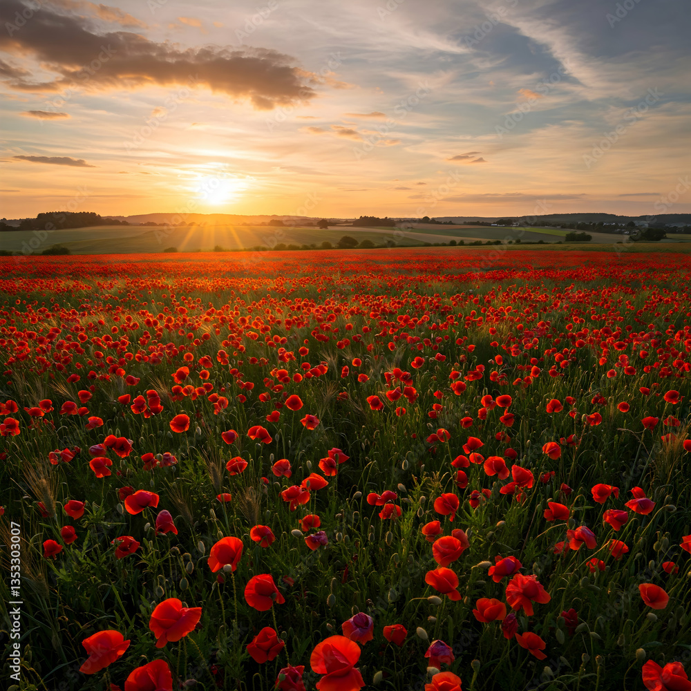 Red Poppy Fields in Summer Red Poppy Fields in Summer