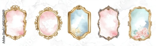 Elegant Watercolor Frames with Pastel Colors