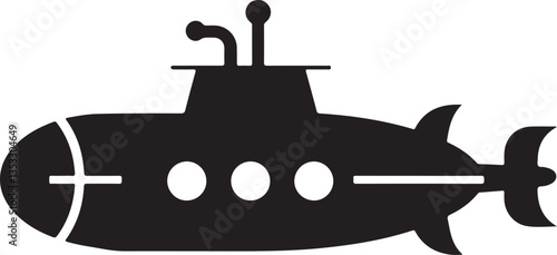 vector illustration of a fish in a circle, silhouette of a submarine