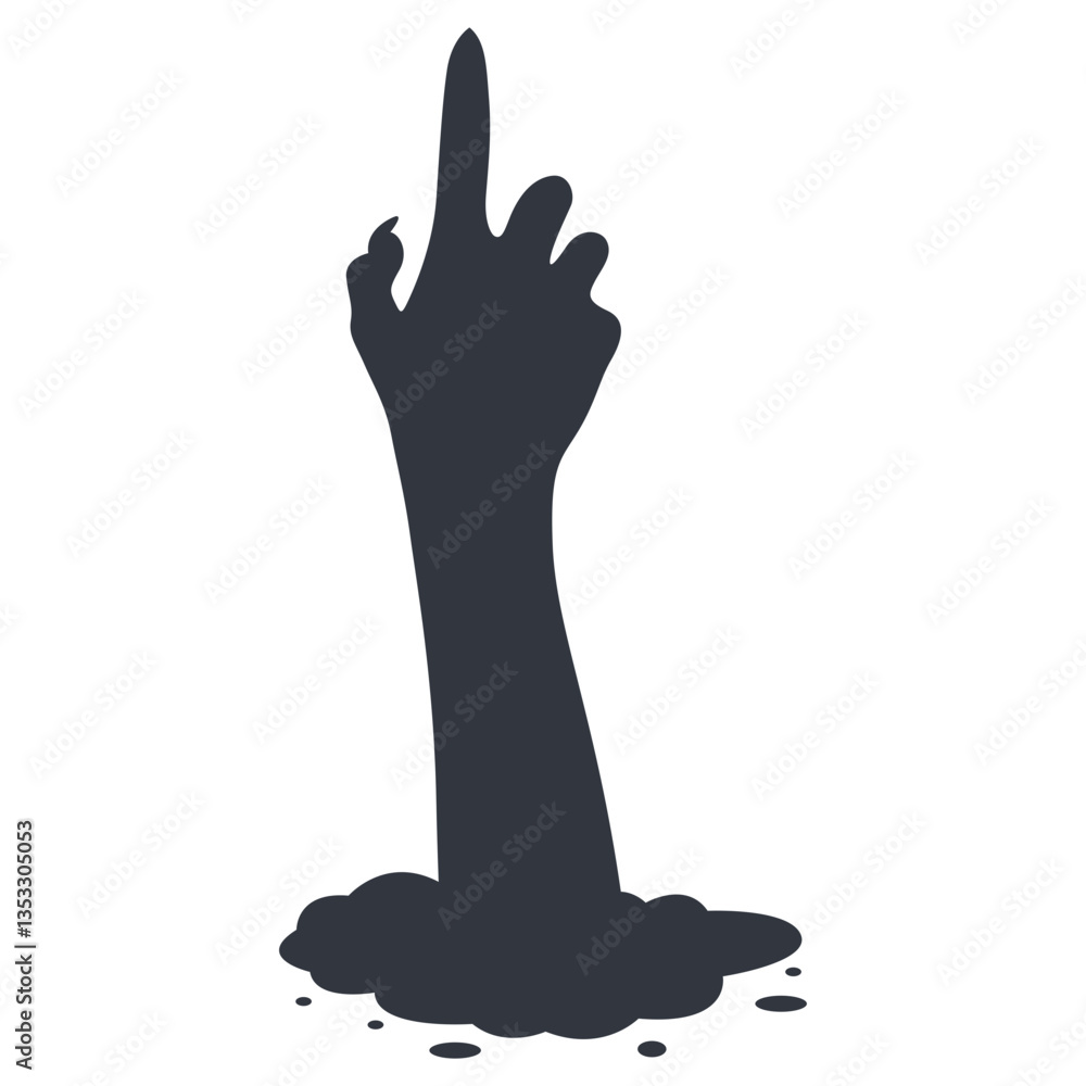 Silhouette of Scary Halloween Zombie Hand. Flat Vector Illustration. Silhouette of Scary Halloween Zombie Hand. Flat Vector Illustration.