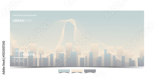 BACKGROUND 506 WITH MODERN ABSTRACT CITY LANDSCAPE AND THE USE OF SOFT MUTED COLOR COMBINATIONS	