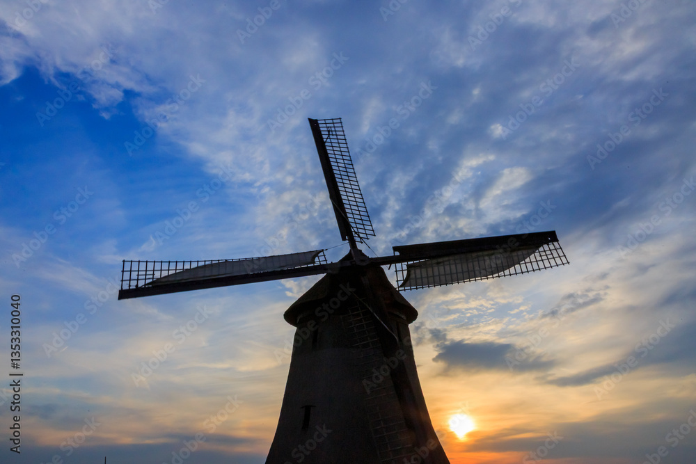 Europe, the Netherlands, Holland. Schermerhorn, Schermer Mill Complex. Windmills.