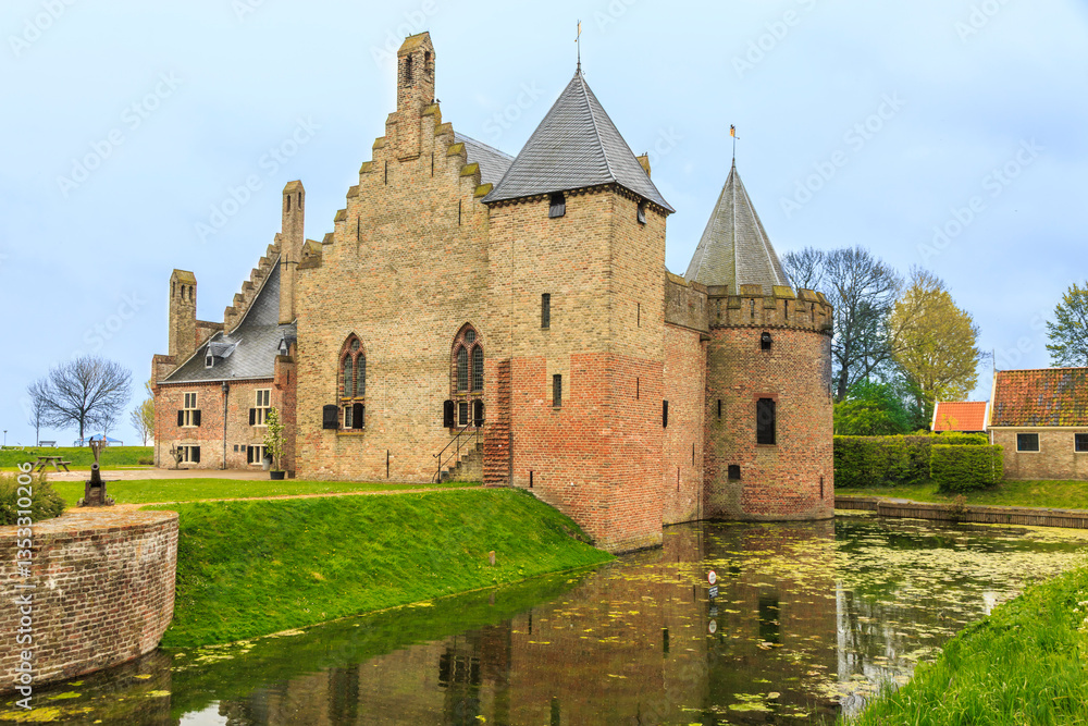 Europe, the Netherlands, North Holland. Medemblik.Radboud medieval castle. Exterior.