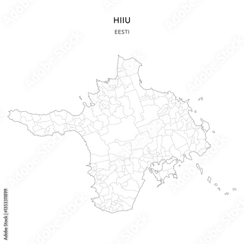 Geopolitical Vector Map of Hiiu County (Estonia) with Municipality (Omavalitsus), and Settlements (Asulad) Administrative Subdivisions as of 2025 - Estonia