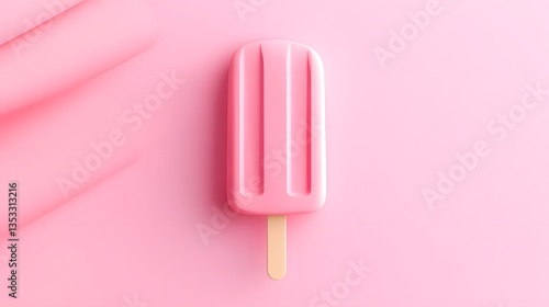 Delicious Ice Cream Popsicle in Pastel Pink on Paper - Duotone Image for Projects