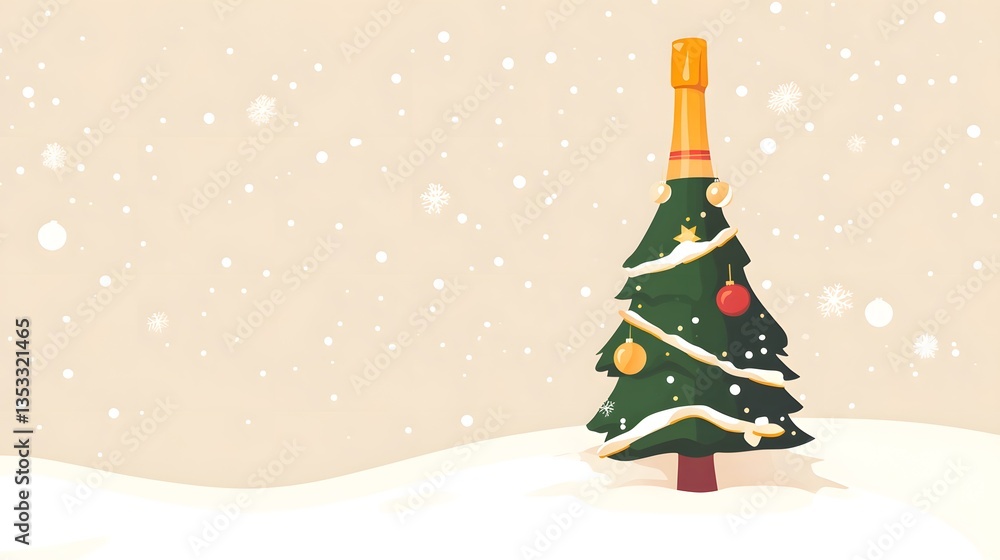 Obraz premium Elegant Champagne Bottle Christmas Tree Concept for New Year Celebration