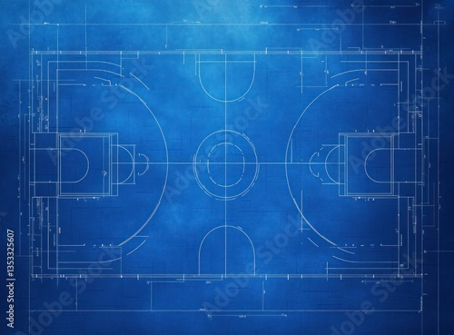 Basketball Court Architectural Blueprint Design Construction Drawing Floor Plan