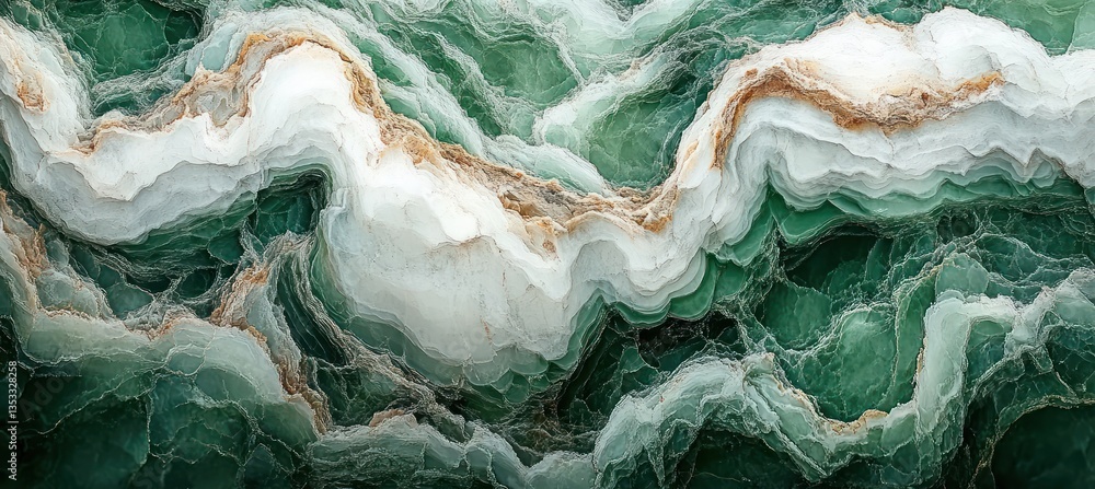 Obraz premium Hyperrealistic Green White Marble Texture Background with Abstract Patterns and Organic Flow