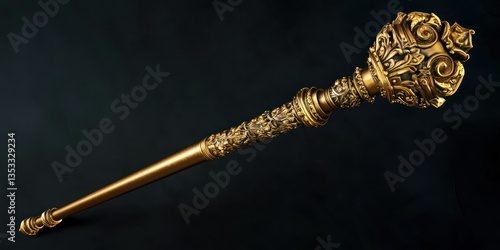 An elegant golden scepter with exquisite detailing