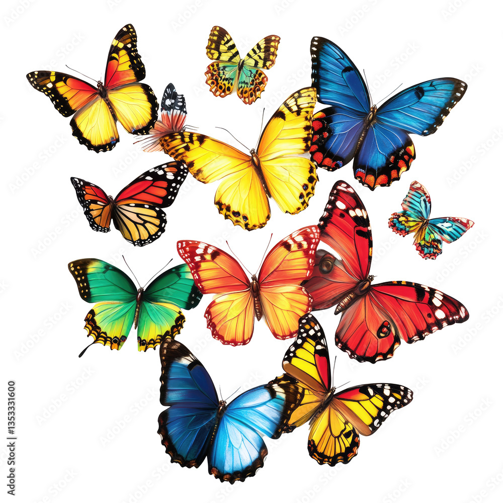 Group of Colorful Butterflies PNG: High Variation of Vibrant Butterflies on transparent background Group of Colorful Butterflies PNG: High Variation of Vibrant Butterflies on transparent background