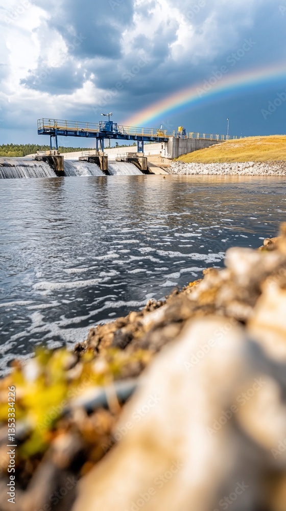 Obraz premium Rainbow Storm Ocean Landscape