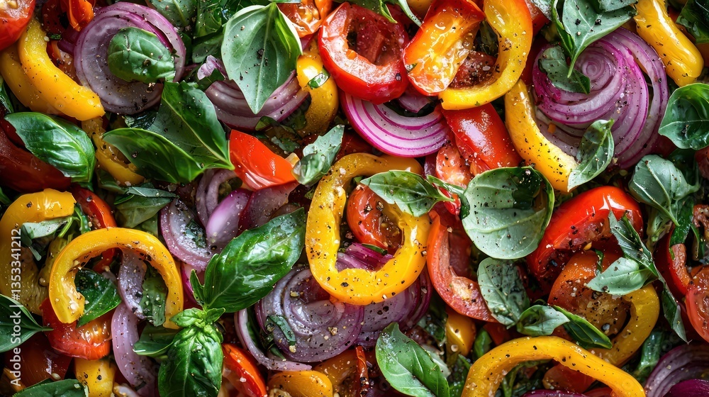 A close-up of a colorful salad with fresh vegetables, representing a healthy lifestyle.