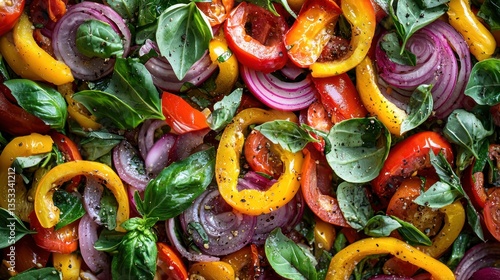 Obraz na płótnie A close-up of a colorful salad with fresh vegetables, representing a healthy lifestyle. w salonie