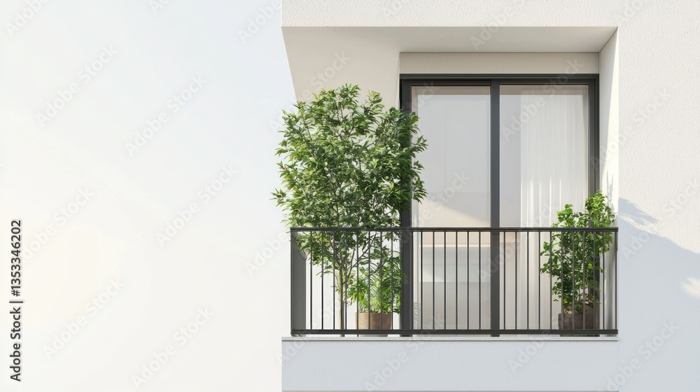 Fototapeta premium Apartment balcony lifestyle isolated on white background