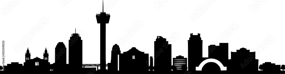 Fototapeta premium San Antonio Texas USA City Skyline Vector 