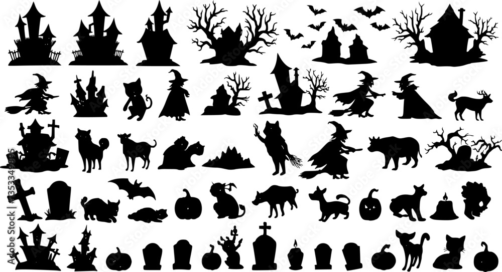 Silhouette Halloween vector set Silhouette Halloween vector set