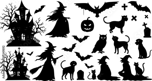 Silhouette Halloween vector set