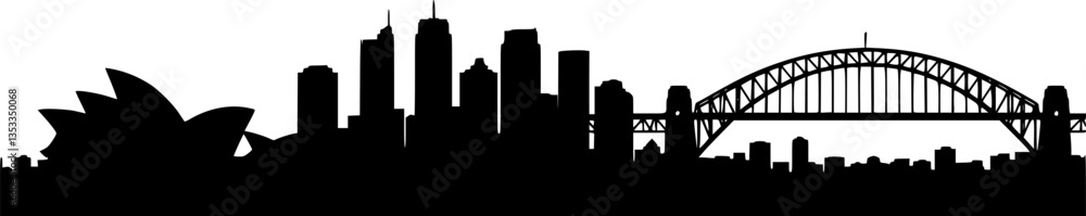 Fototapeta premium Sydney Australia Skyline Silhouette Vector