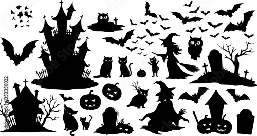 Silhouette Halloween vector set