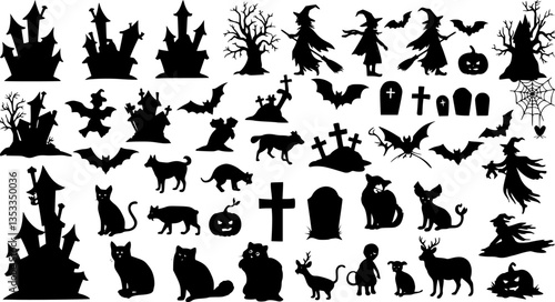 Silhouette Halloween vector set