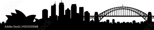 Sydney Australia Skyline Silhouette Vector
