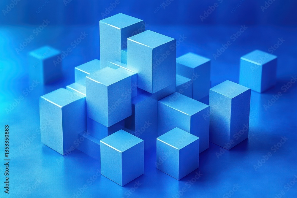 Vibrant Blue Abstract Geometric 3D Blocks Modern Design Background Vibrant Blue Abstract Geometric 3D Blocks Modern Design Background