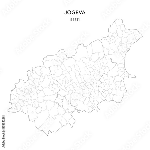 Geopolitical Vector Map of Jõgeva County (Estonia) with Municipalities (Omavalitsused), and Settlements (Asulad) Administrative Subdivisions as of 2025 - Estonia