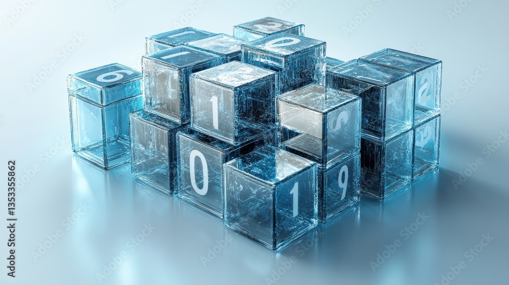 Obraz premium Blue Cubes Celebrating 2025 Transition from 2025 Modern Design
