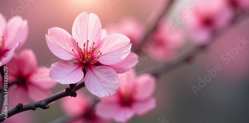 Beautiful pink blossom with soft focus background, close up, soft focus, nature