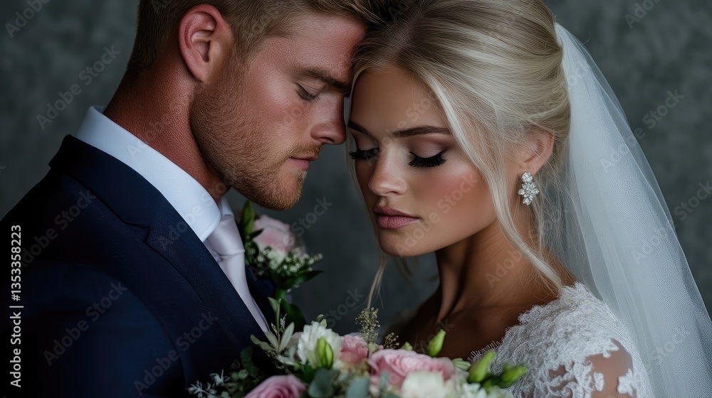 Couple in love, radiant bride and groom Couple in love, radiant bride and groom