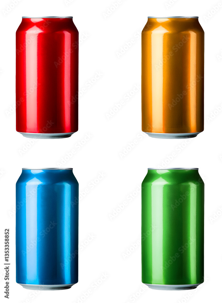 drink can in four colors isolated on white background drink can in four colors isolated on white background