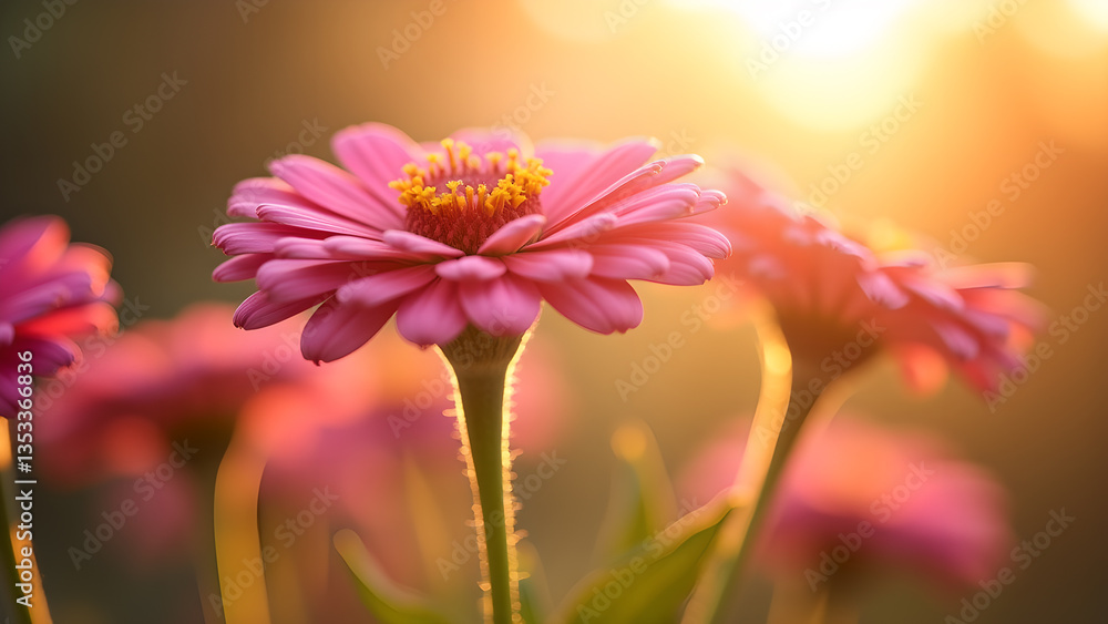 Pink Blossoms Glowing in Golden Sunlight Hues Pink Blossoms Glowing in Golden Sunlight Hues