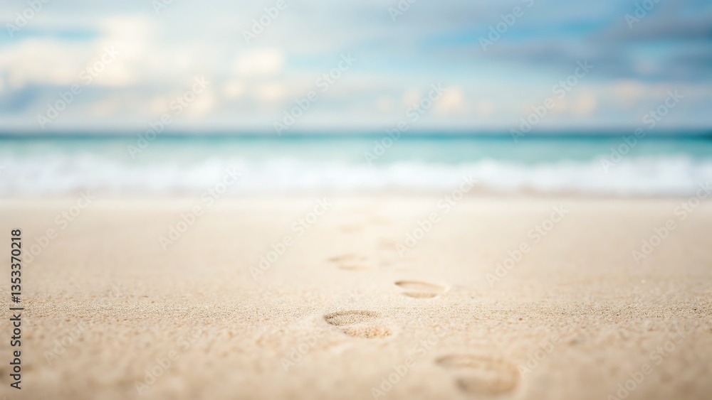 Mental Health Stigma Awareness. Traces of footsteps on a sandy beach with waves gently lapping in the background. Mental Health Stigma Awareness. Traces of footsteps on a sandy beach with waves gently lapping in the background.