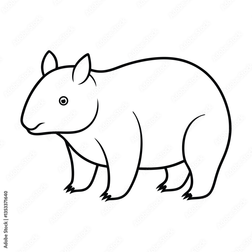 Obraz premium Wombat Outline Simple Line Drawing