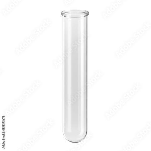 empty glass test tube isolated on white or transparent background