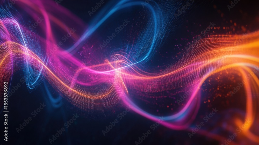 Glowing curved lines forming a dreamy gradient in pink, blue, and orange shades Glowing curved lines forming a dreamy gradient in pink, blue, and orange shades