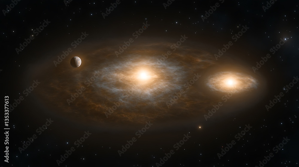 Naklejka premium A stunning artistic depiction of celestial galaxies in deep space