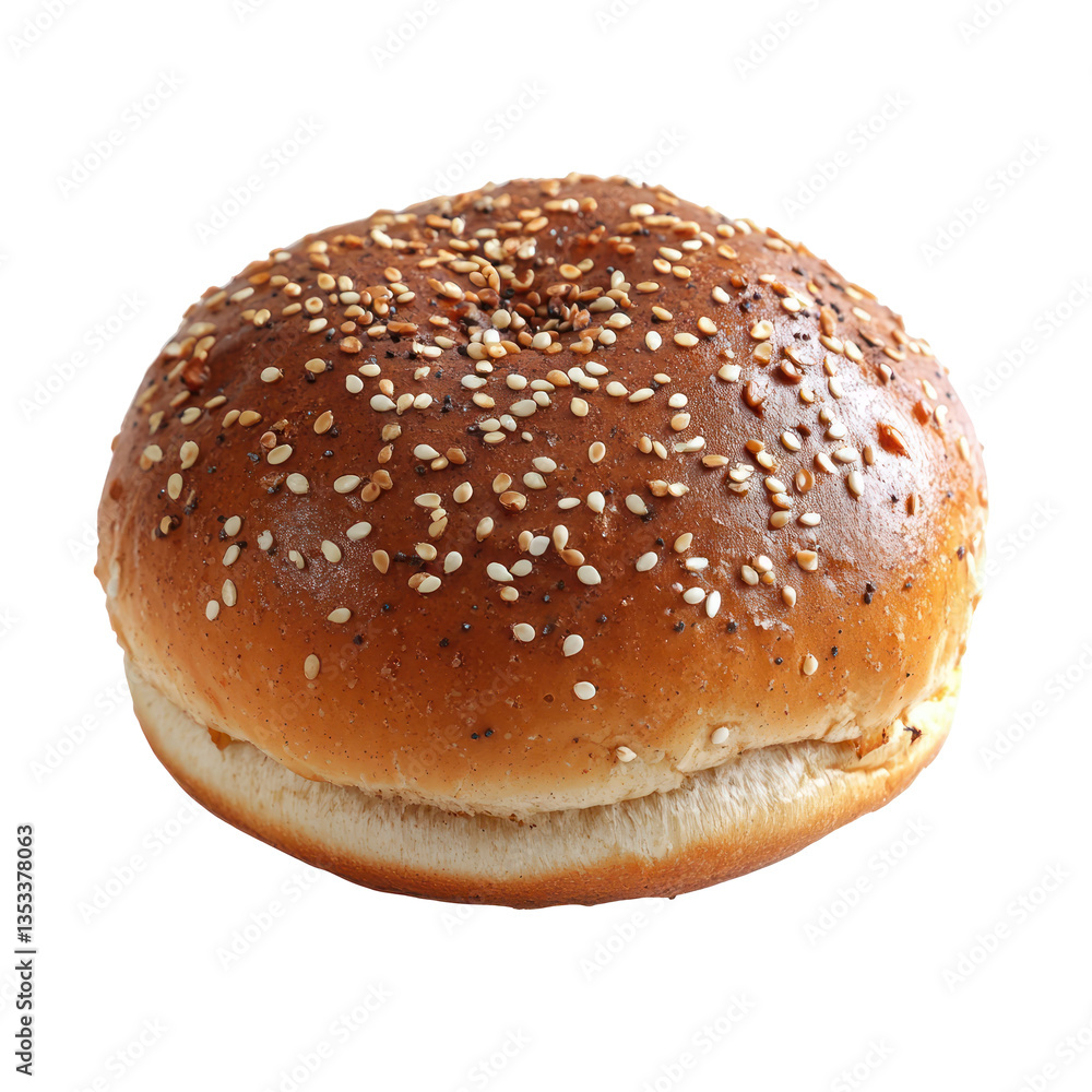 sesame seed hamburger bun isolated on white or transparent background sesame seed hamburger bun isolated on white or transparent background