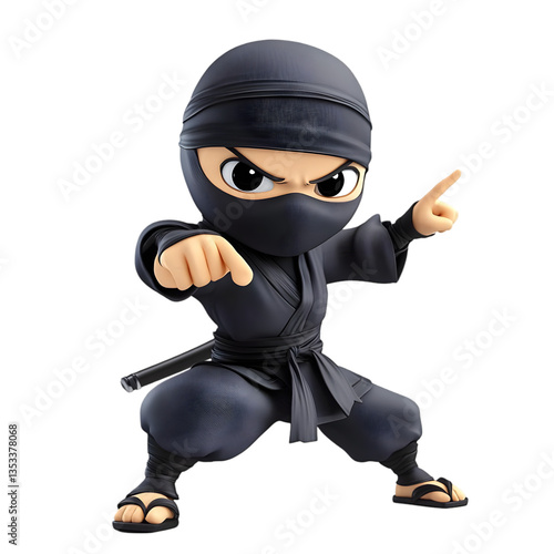 Cartoon Ninja Character In Action Pose