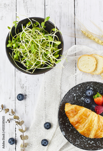 mixed salad on the grunge wooden table