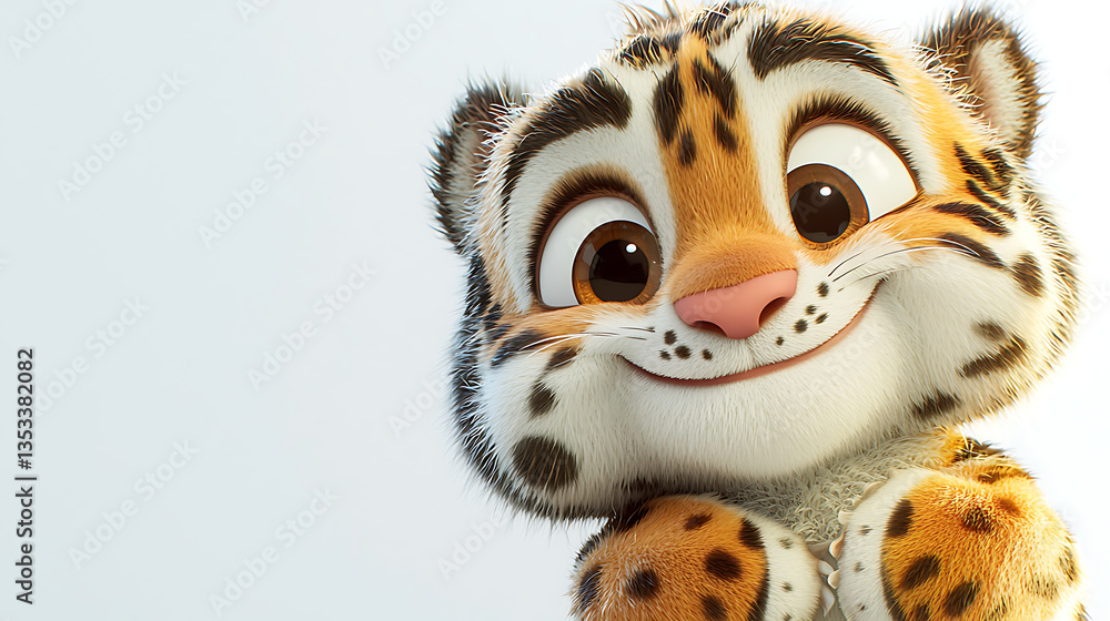 Fototapeta premium A cartoon tiger with a big smile on its face. AI Generated