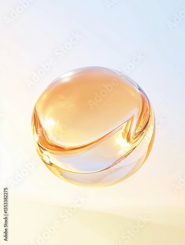 Luxurious Skincare Serum Droplet with Glass-Like Texture on Pastel Background